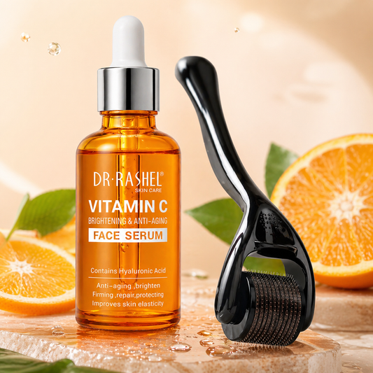 Vitamin C Serum + Derma Roller 0.5mm Skin Renewal Kit